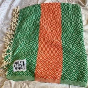 Happy Earth Apparel Orange & Green Printed Blanket Scarf